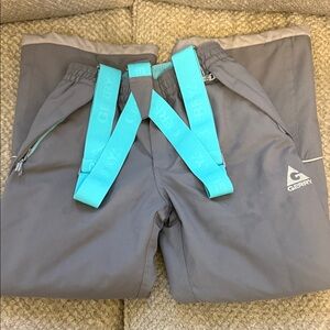 Gerry Gray Snow Pants with Aqua Straps